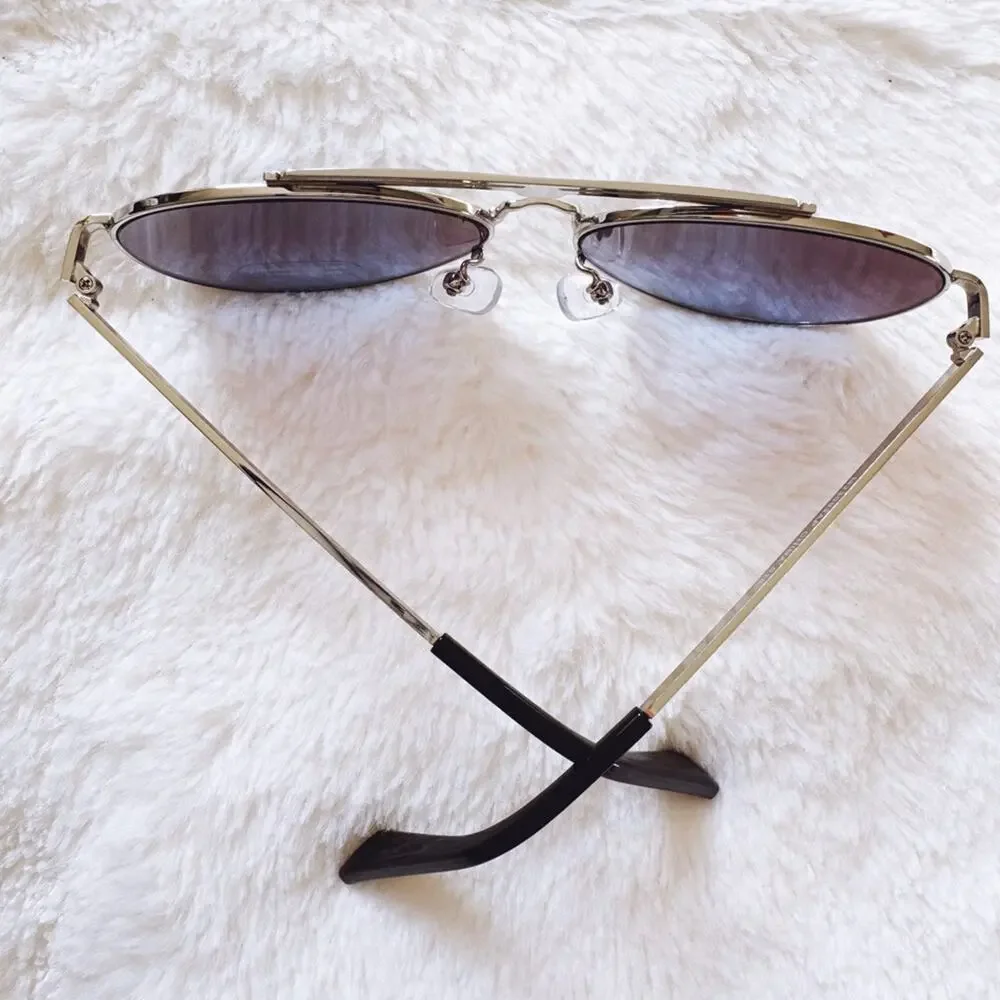Doug Clear Blue W/ Silver Rim Aviator Sunglasses